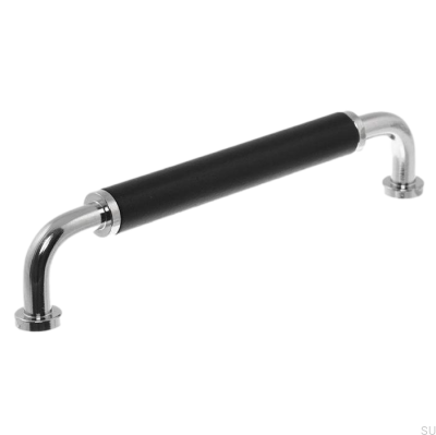 Tirador para mueble rectangular 4820M 128 Níquel Pulido con Negro