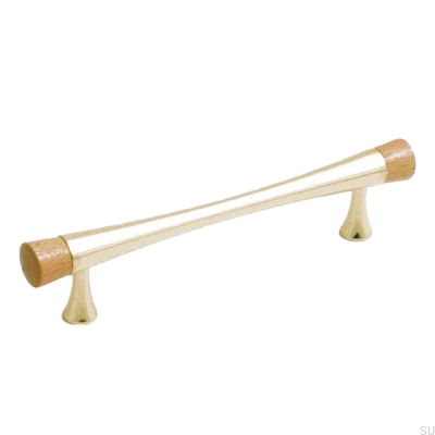 Tirador para mueble alargado 4955 Gold con elementos de madera