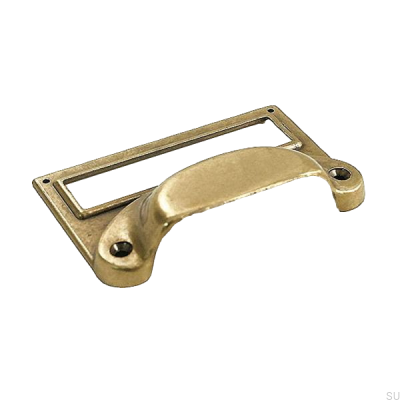 Tirador para mueble Shell con etiqueta Antique Gold
