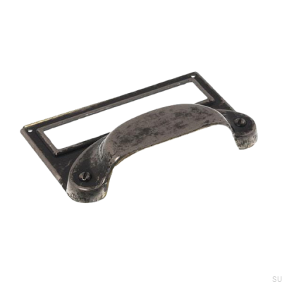 Tirador para mueble Shell con etiqueta Antique Black