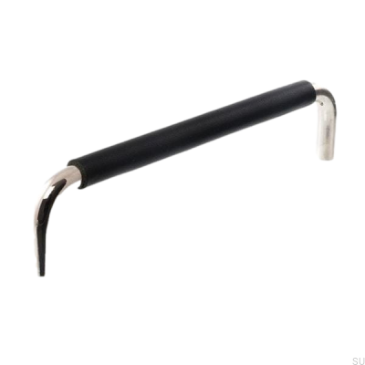 Tirador para mueble alargado LS 7353 96 Níquel pulido con cuero negro