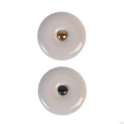 Pomo para mueble 5313 Porcelánico con dos tornillos, latón y negro