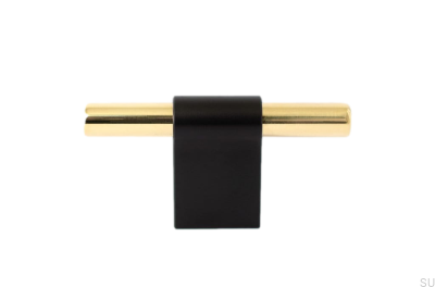 Pomo para mueble T-Bar Line Mix 60 Metal negro con latón pulido