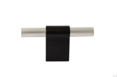 Pomo para mueble T-Bar Line Mix 60 Metal negro con acero cepillado