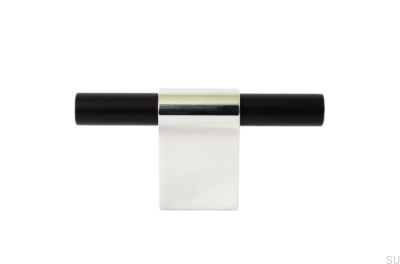 Pomo para mueble T-Bar Line Mix 60 Acero pulido y negro
