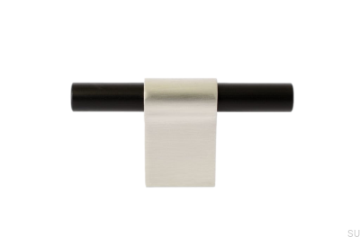 Pomo para mueble T-Bar Line Mix 60 Acero cepillado y negro