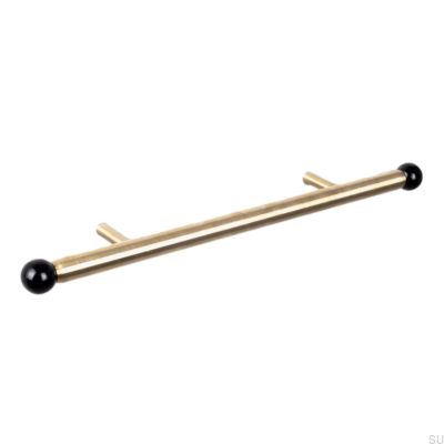 Tirador para mueble alargado Kirke Railing 160, Latón, Cepillado y Negro