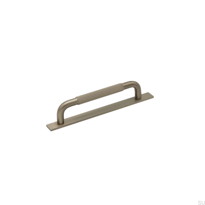 Tirador alargado para mueble con arandela Helix Stripe 128, plateado cepillado