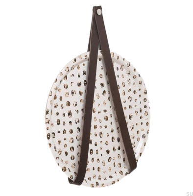 Perchero de pared 0150L Cuero Marrón Oscuro con Plata