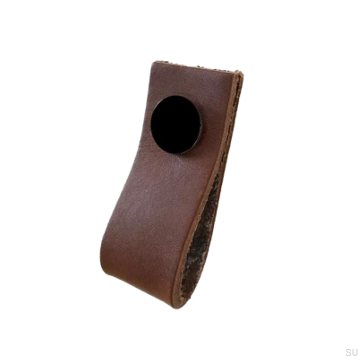 Tirador para mueble Loop Cuero Marrón con Negro