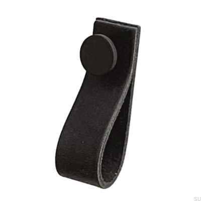 Tirador para mueble Loop 80 Cuero Negro con Negro