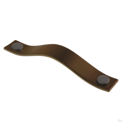 Tirador para mueble oblongo 0156L 128 Cuero Marrón con Negro