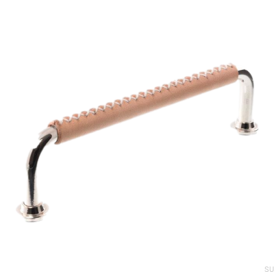 Tirador para mueble alargado 1353 96 Niquel Pulido con Piel
