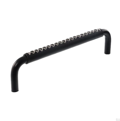 Tirador para mueble alargado 7353 128 Negro Mate con Piel Negro