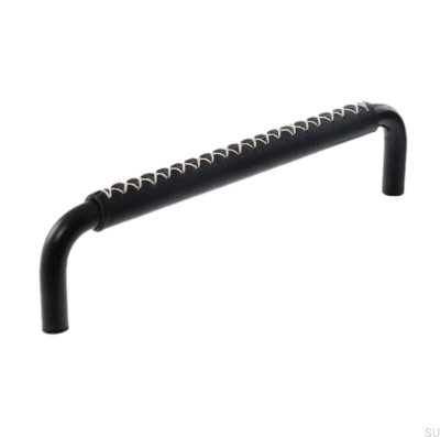Tirador para mueble alargado 7353 96 Negro con Cuero Negro