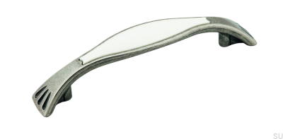 Tirador para mueble alargado 1881 96 Plata Vieja con Blanco