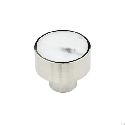 Pomo para mueble Marbelo M acero, mármol blanco