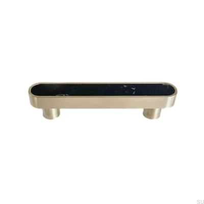 Tirador para mueble alargado Latón Mármol Negro Cepillado