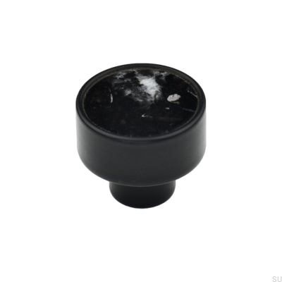 Pomo para mueble Marbelo L, acero negro, mármol negro