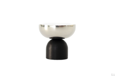 Kokeshi Mix 3032 Pomo para mueble de aluminio negro con acero pulido
