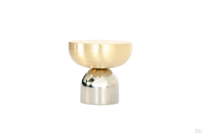 Pomo para mueble Kokeshi Mix 3032 Acero pulido con latón cepillado