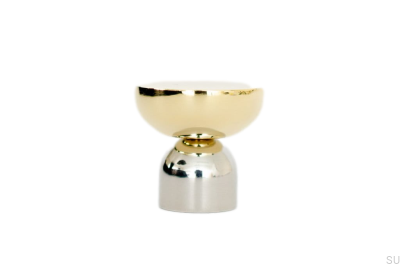 Pomo para mueble Kokeshi Mix 3032 Acero pulido con latón pulido