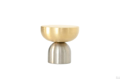Kokeshi Mix 3032 Pomo para muebles de acero cepillado con latón cepillado