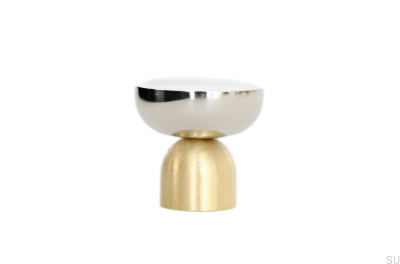 Kokeshi Mix 3032 Pomo para mueble Latón Cepillado Sin Pintar con Acero Pulido