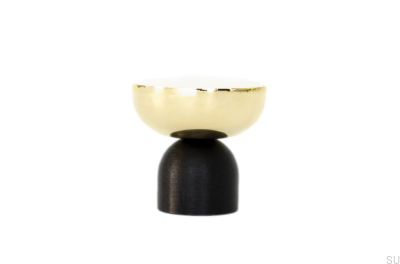 Kokeshi Mix 3032 Pomo para mueble Aluminio Negro con Latón Pulido