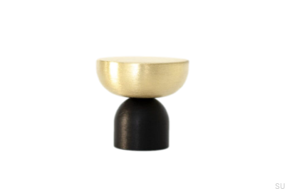 Kokeshi Mix 3032 Pomo para mueble aluminio negro con latón cepillado