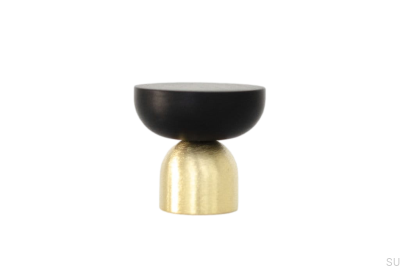 Kokeshi Mix 3032 Pomo para mueble Latón Cepillado Sin Pintar con Aluminio Negro