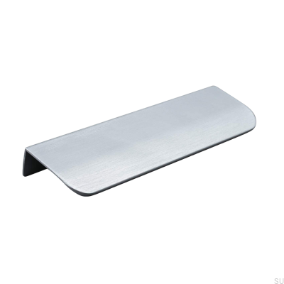 Tirador para mueble con borde Poppi 136, plata cepillada