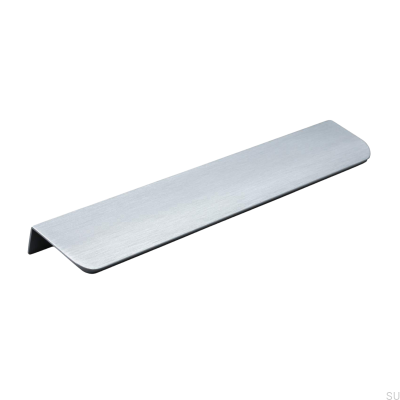 Tirador para mueble con borde Poppi 232, plata cepillada