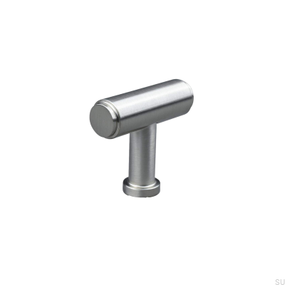 Pomo para muebles de metal T-Bar Salo, color plata cepillada