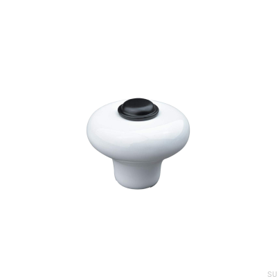 Pomo para mueble Verna 2024 36, Porcelana, Blanco y Negro