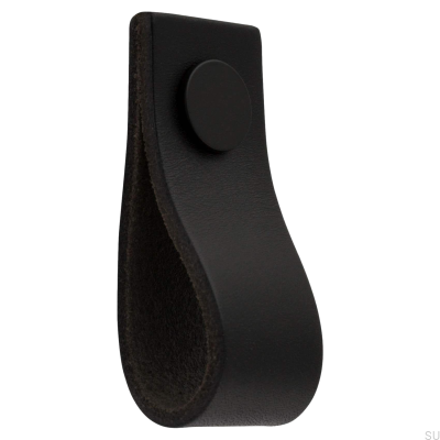 Pomo para muebles de cuero Loop Ari negro con negro