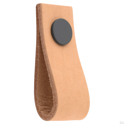 Pomo para muebles de cuero Loop Ari, marrón claro con negro