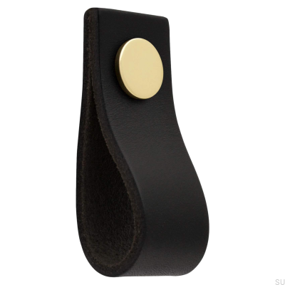 Pomo para muebles de cuero Loop Ari, negro y dorado