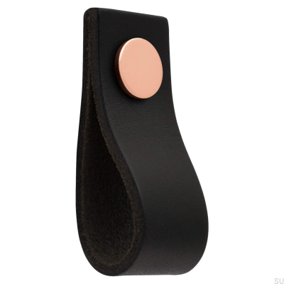 Pomo para muebles de cuero Loop Ari negro con cobre