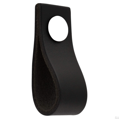 Pomo para muebles de cuero Loop Ari, blanco y negro