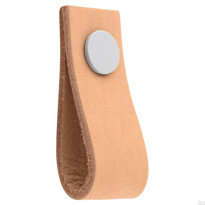 Pomo para muebles de cuero Loop Ari, marrón claro con blanco
