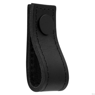 Pomo para mueble Loop Avio de Piel Negro con Negro