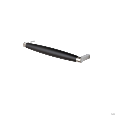 Tirador para mueble rectangular Hjo 192, metal negro mate con cromo