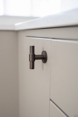 Perilla para muebles de estilo uniforme con barra en T, latón marrón cepillado