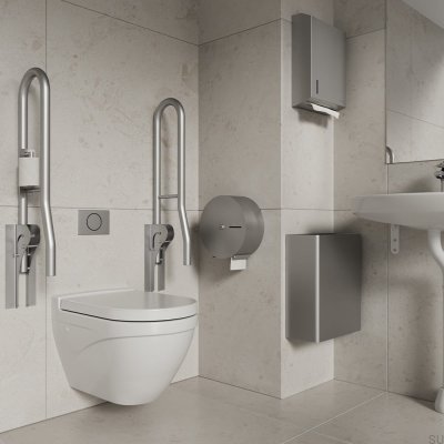 Papelera de baño de pared Stay 23L, acero cepillado