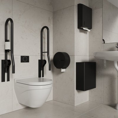 Portarrollos para barra WC 40134 Acero Negro Mate