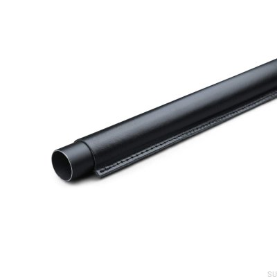 Varilla de armario cosida 558 de metal negro con cuero negro
