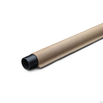  Varilla para armario cosida 758 de metal negro con cuero marrón claro