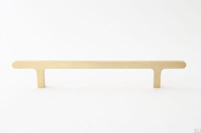 Tirador para mueble alargado Flat Line 128, latón cepillado, sin barnizar
