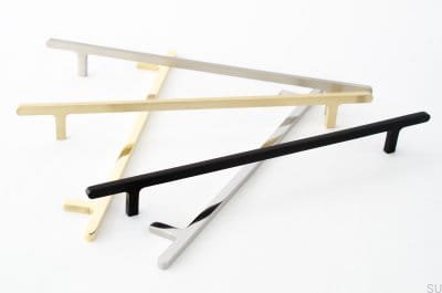 Tirador para mueble alargado Flat Line 224, acero cepillado